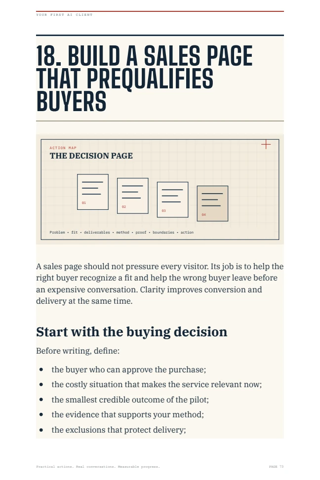Page showing the buyer decision blueprint